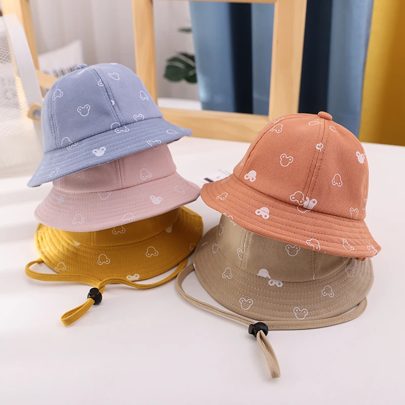 Summer Cartoon Baby Hat Kids Windproof Bucket Hat UV Protection Beach Sun Hats For Girls And Boys Children Cute Buckets Cap