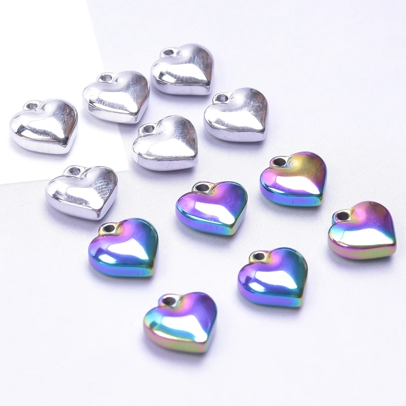 

Glossy Hearts Charm Stainless Steel Pendant Charms For Jewelry Making Supplies DIY Earrings Materials Dijes De Acero Inoxidable