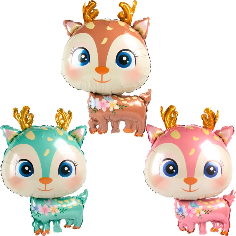

4D Cartoon Deer Foil Balloons Kids Jungle Birthday Decoration Cute Deer Balloon Photo Props Baby Shower Birthday Party Ballon