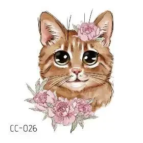 Маленькая Временная тату-наклейка мультяшное животное собака кошка кролик