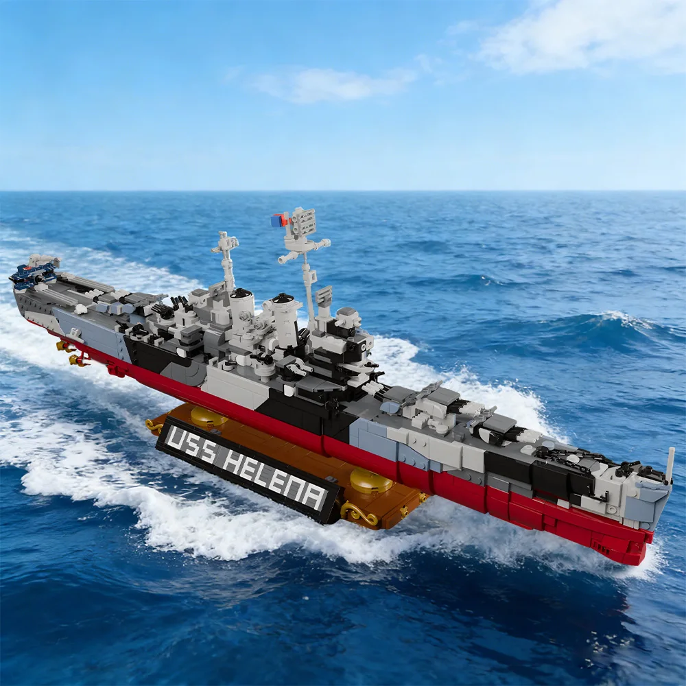 Фото Конструктор MOC USS Helena CL-50: Модель военного корабля класса Бруклин, легкий крейсер, масштаб 1:31, камуфляж, подарок для взрослых №1