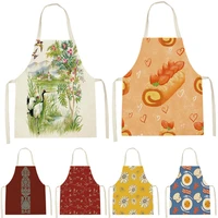 red crowned crane pattern plant printing sleeveless apron childrens home mens and womens kitchen waist bib anti fouling apron
