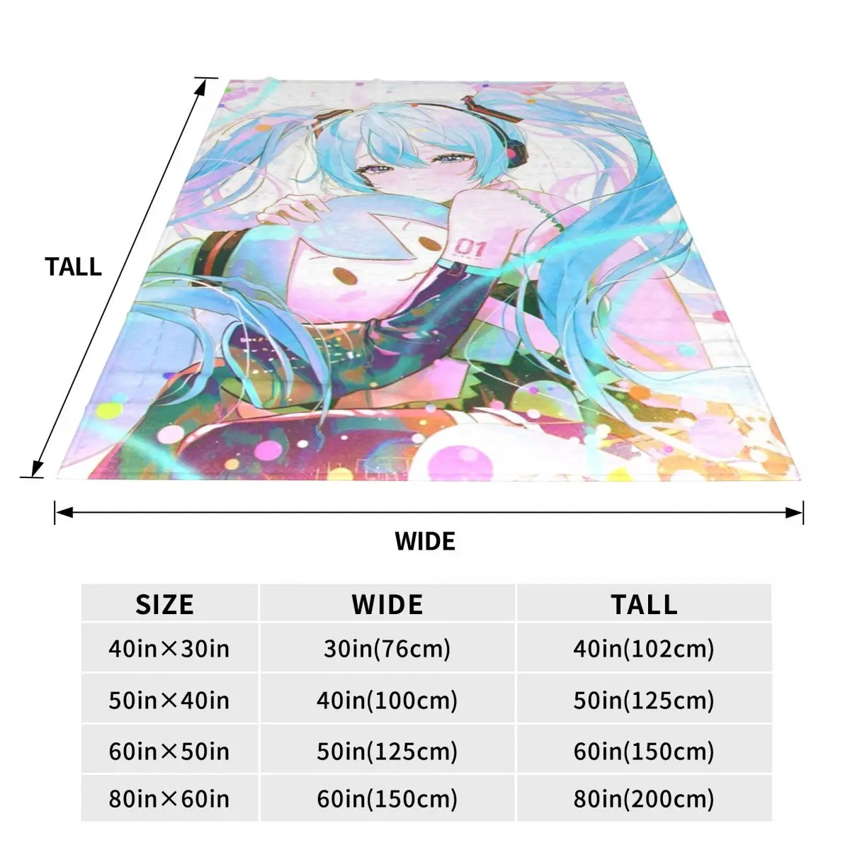 3D японское милое музыкальное одеяло с героями мультфильмов Хацунэ Мику дорожное