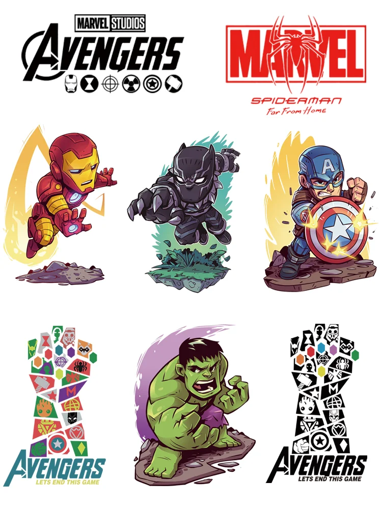 Disney Marvel Captain America thermo-stickers for children Cartoon Hulk Iron on patches printing for clothes