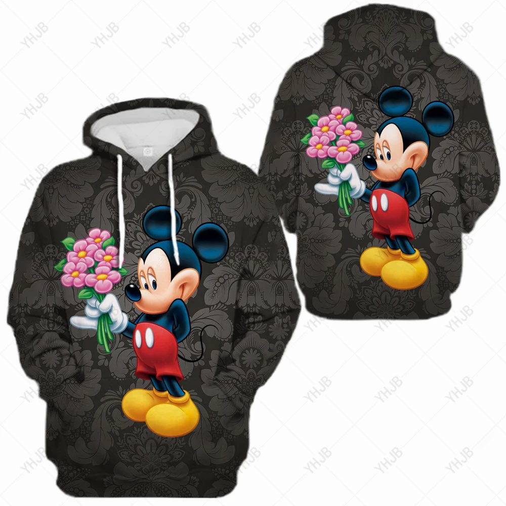 

Sweatshirts Disney Women Hoodies Mickey Mouse Hoodies Cartoon Tops Long Sleeve Pockets Fashion Hooded Women Cute Mickey Mouse