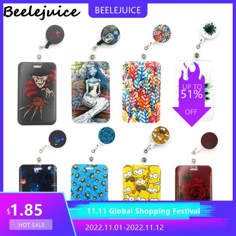 

Мультяшный милый ремешок для кредитных карт для женщин мужчин детей студентов выдвижной Бейдж с катушкой для удостоверения личности имени ...