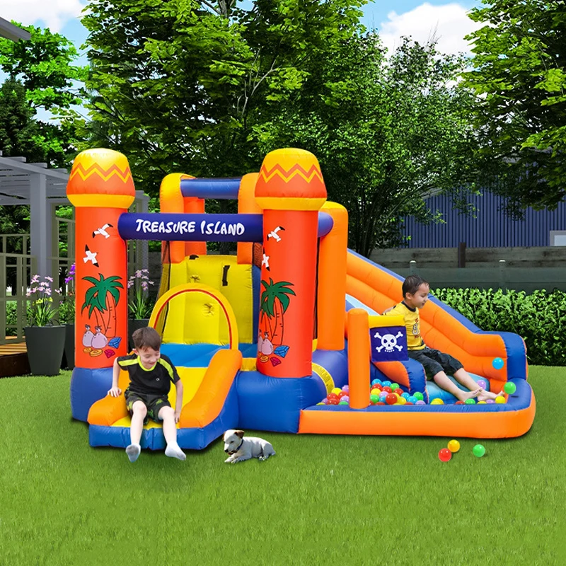 

Inflatable Bounce House Wet Slide Playground Pirates Bay Bouncy Castle Water Park Combo for Kids Outdoor Party with Air Blower