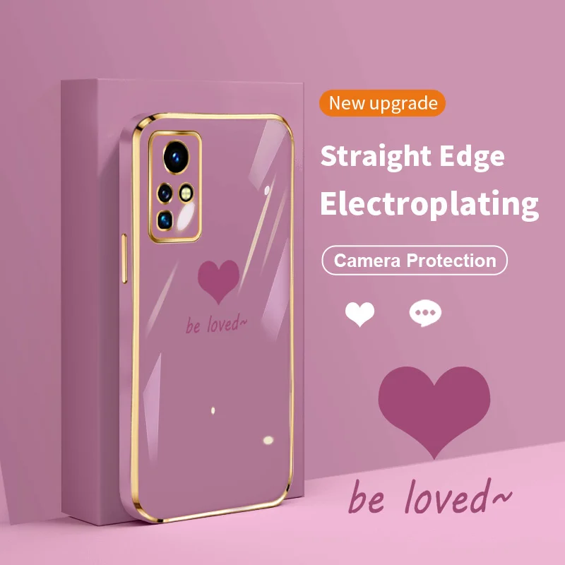 

Love Heart Case for Infinix Hot 8 9 Play 10 i Tecno Spark 4 Camon 12 15 Air 16 S Spark 5 Smart 5 Pro Bumper Electroplated Cover