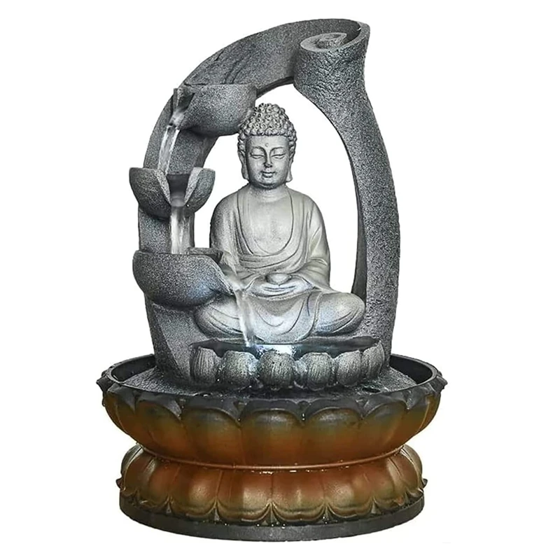 

Настольный фонтан-водопад, Будда, фэншуй дзен, для медитации, расслабляющий Настольный фонтан, украшение для дома