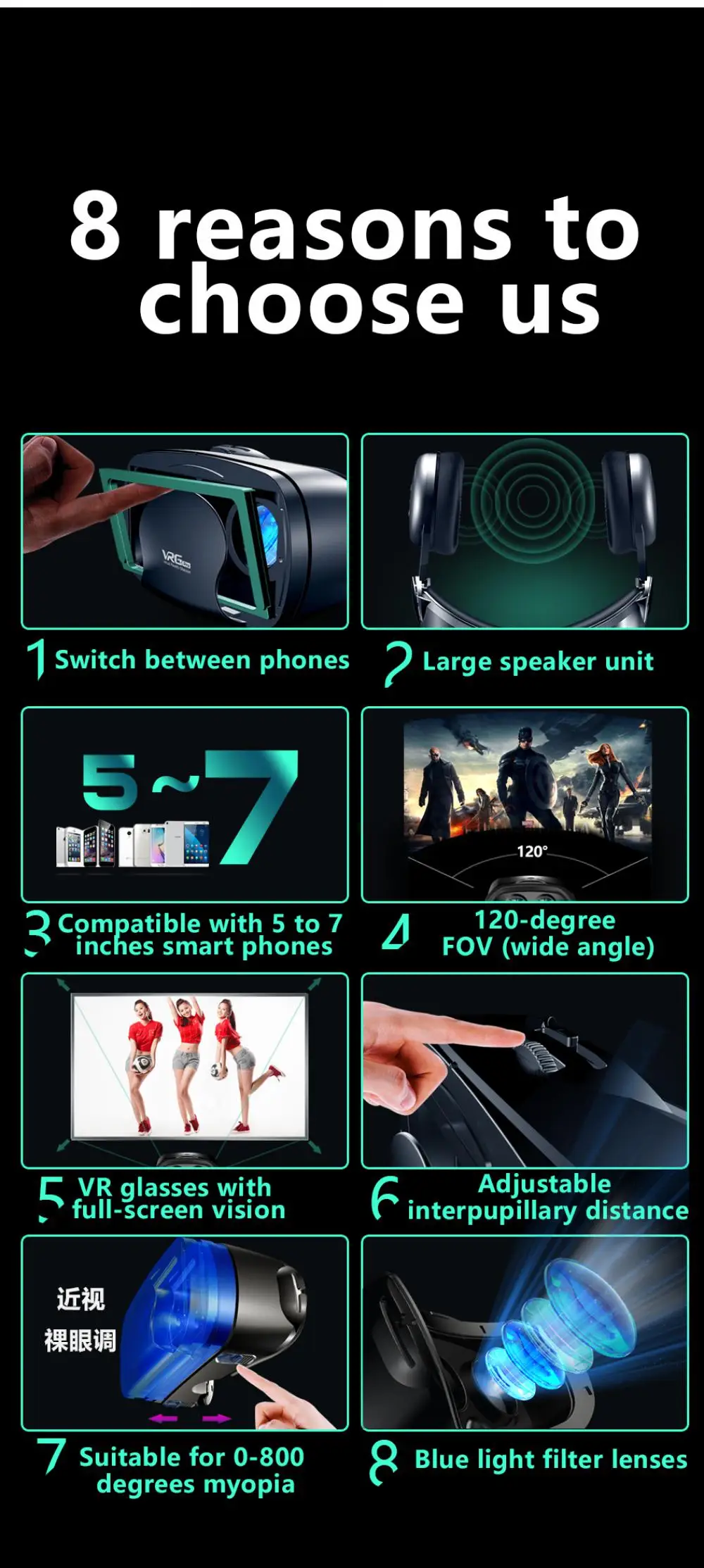 

Беспроводные очки виртуальной реальности, высокое качество, 3d Совместимость со всеми моделями смартфонов, гарнитура виртуальной реальности для Ios