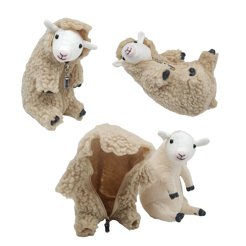 

16cm Cute Felissimo YOU+MORE Shaved Alpaca Plush Toy Funny Furry Lamb Doll Sheep Plushies With Clothes Appease Birthday Gifts