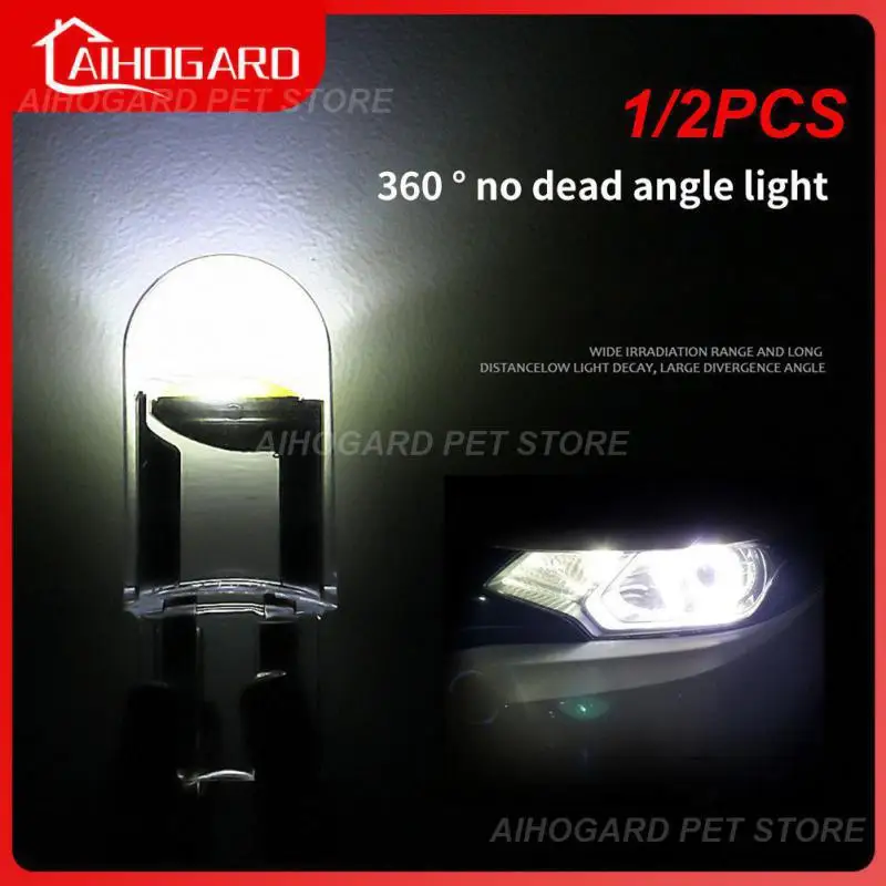 

1/2 шт., Автомобильные светодиодные лампы COB 6000k с цоколем 5 Вт