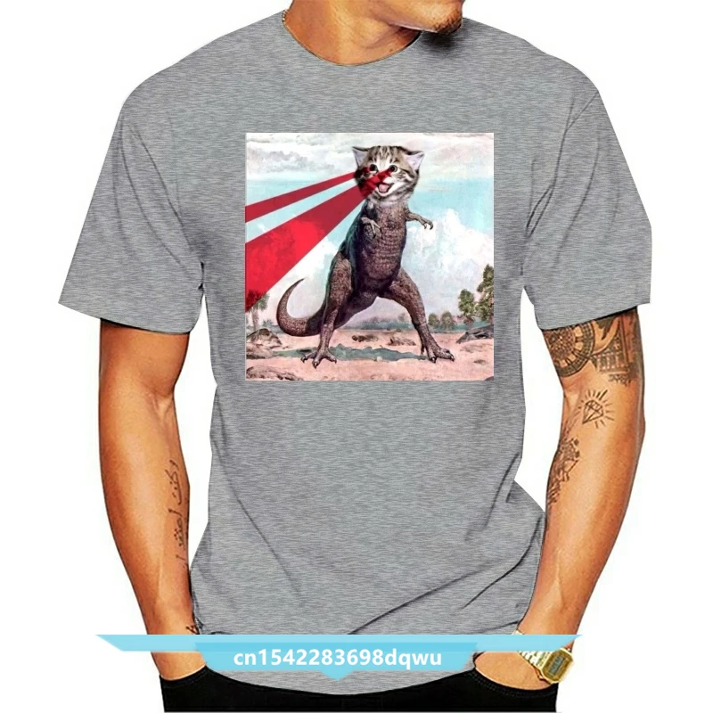 

Men Tshirt T Rex Cat With Laser Eyes T Shirt Epic UFO Meme Tee Cool Women T-Shirt Tees Top