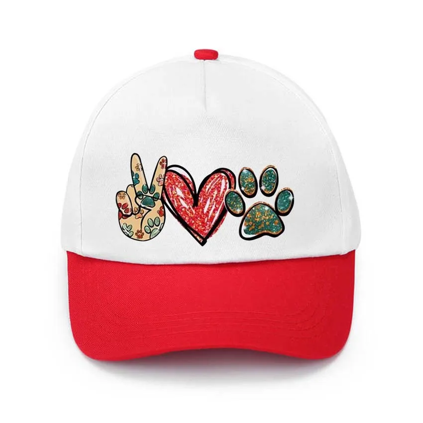 

Fashion Cap Adjustable Children Hat Boys Baby Girls Sun Hat Hip Hop Hat Add Your Design Graphic Paw Cat Dog Love Print Made Hat