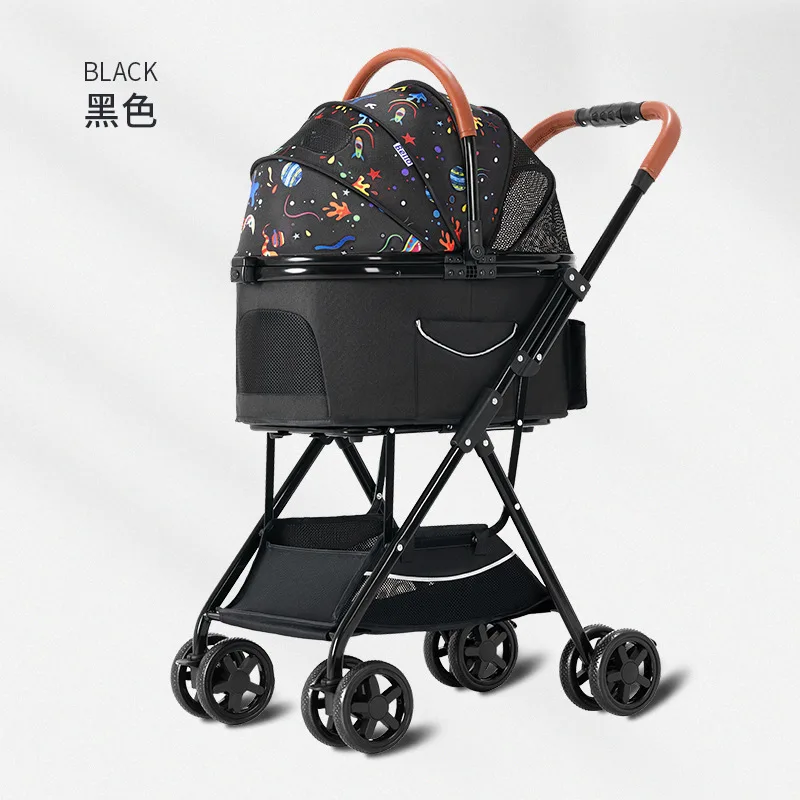 

Lightweight Foldable Pet Trolley Dog Cat Separation Cage Out Small Pet Cart Puppy Carrier Dog Stroller