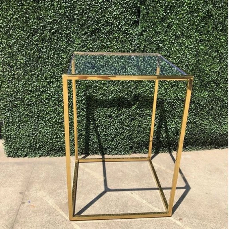 

square wedding decoration mental acrylic crystal stainless steel gold cake table