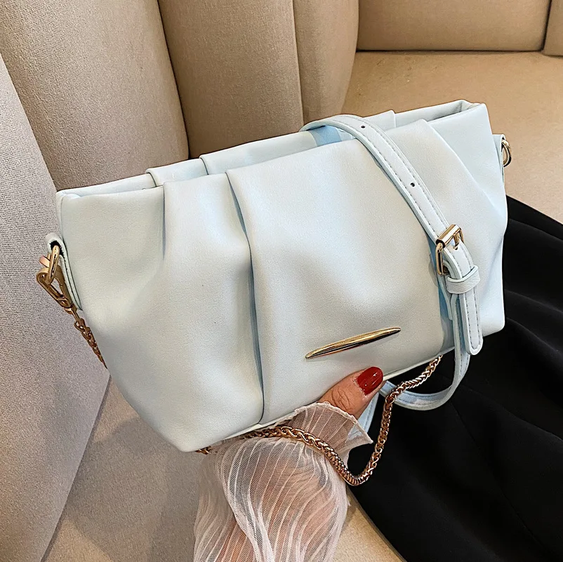 

Popular Simple Small Bag Women's Bag 2022 Summer New Trendy All-match Chain Messenger Bag Pleated One-shoulder Cloud Bag