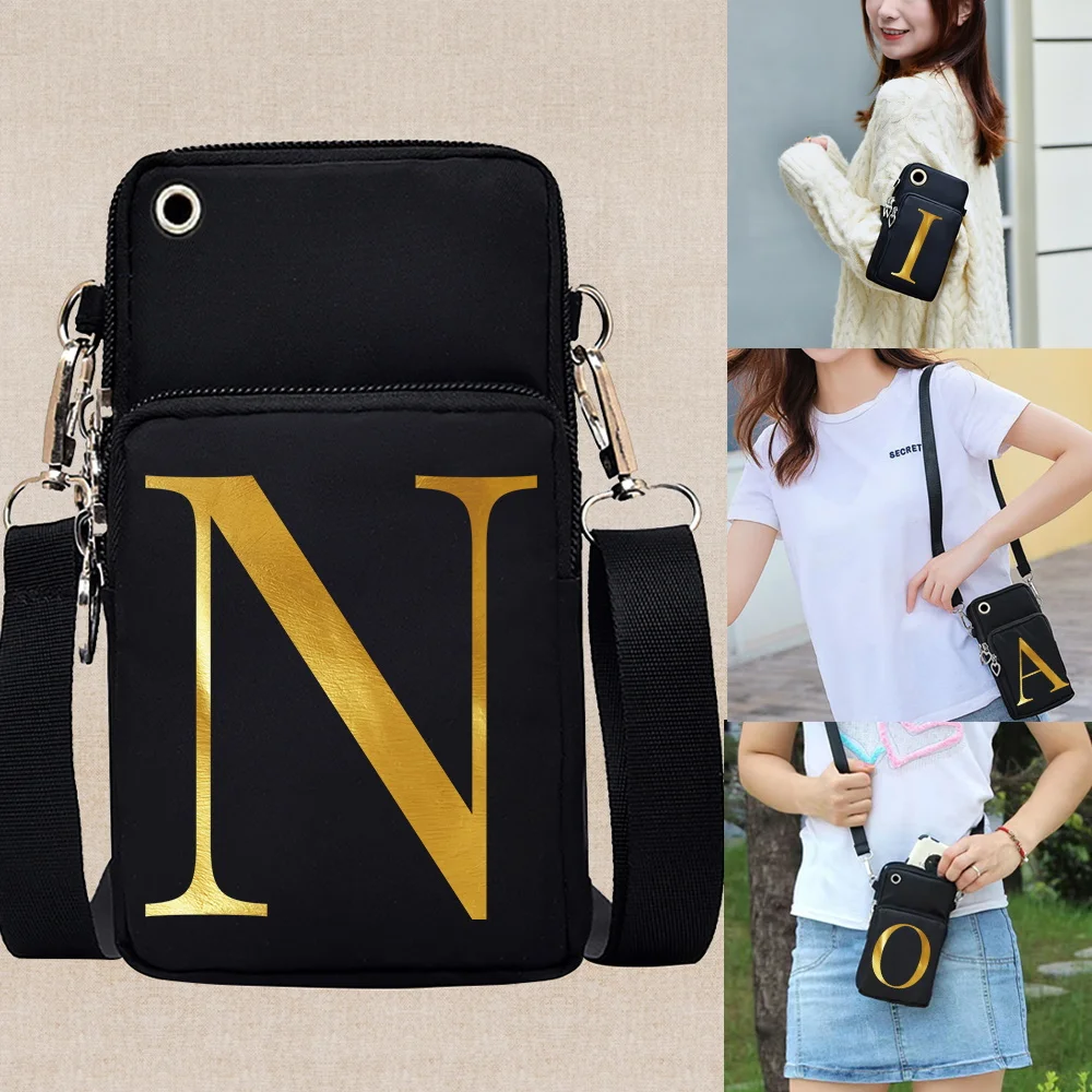 

Universal Mobile Phone Bag for Samsung/iPhone/Huawei Case Wallet Outdoor Sport Arm Shoulder Bag Letter Pattern Women Phone Pouch