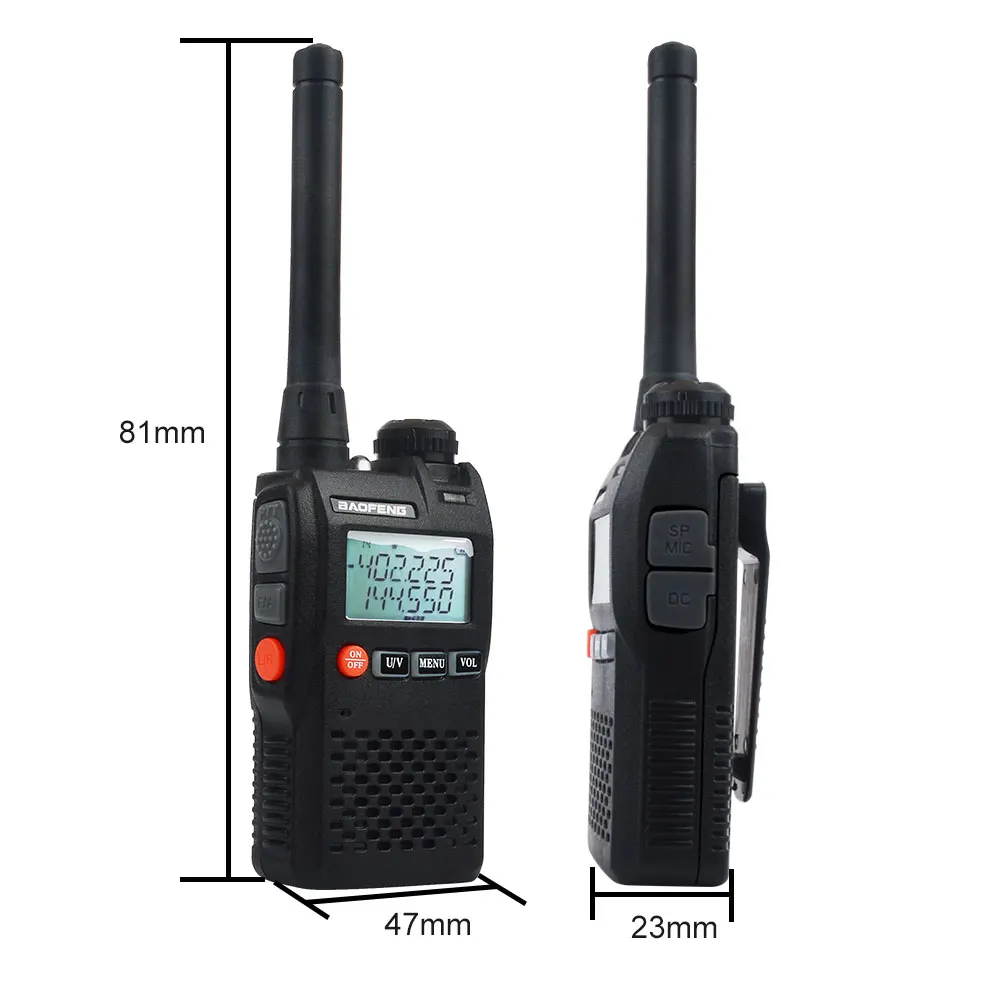Baofeng walkie talkie UV-3R mini FM TWO WAY RADIO VOX dual band dual display with handsfree 2W 99ch