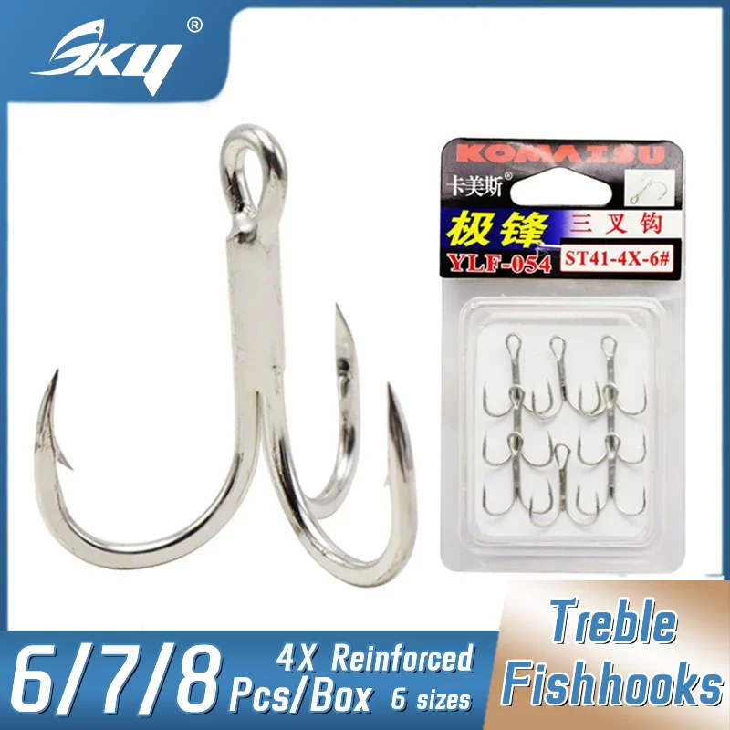Рыболовные тройные Крючки SKY 6-8 шт./коробка 6 размеров морские рыболовные крючки