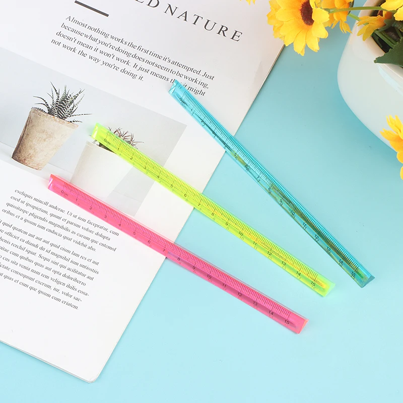 

1PC Transparent Triangle Ruler Stationery School Supplies Red/Blue/Green Color Option Engineering Scale Ruler Инженерная Линейка