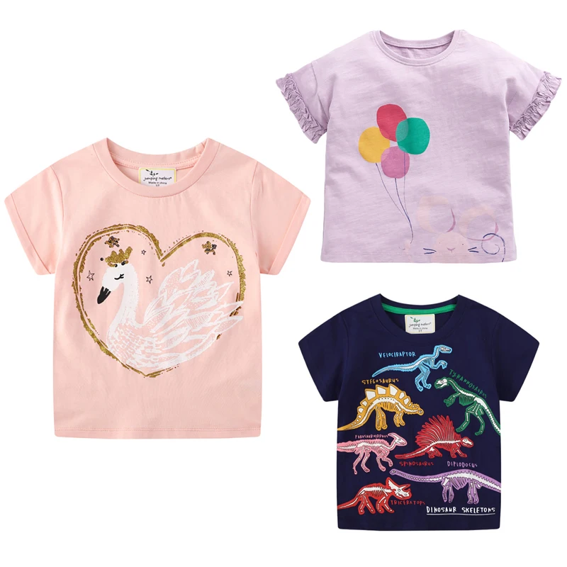 Купи Cotton Baby Girls Boys Summer Short Sleeve T-shirt Funny Cartoon Kids Tops Tees 2022 New Casual Dinosaur Print Children T shirt за 541 рублей в магазине AliExpress