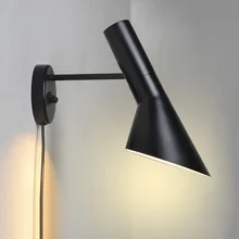 Black AJ Plug in wall light Living room Bedroom Bed side Arne Jacobsen wall lamp Loft Industrial Designer minimalist wall light