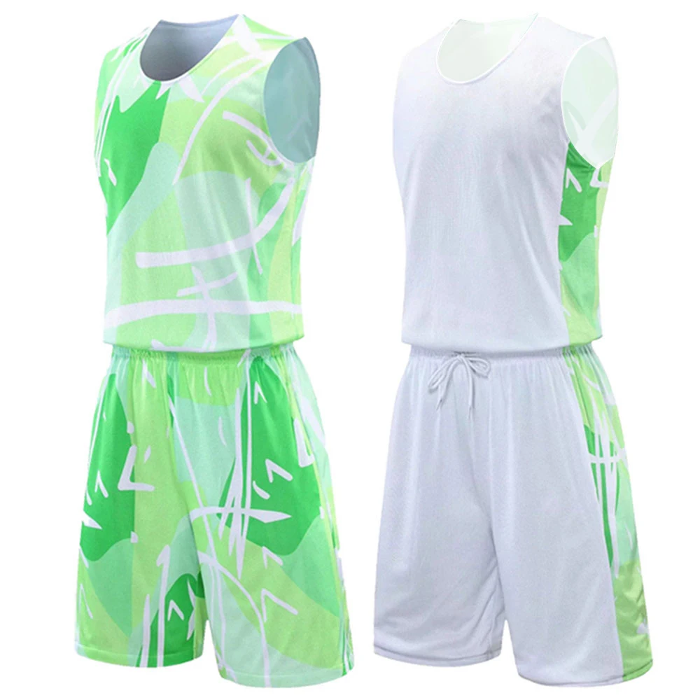 2023 New Double-Sided Basketball Jersey Men's Custom Youth Sports Basketball Suit Breathable Training Uniform College Team