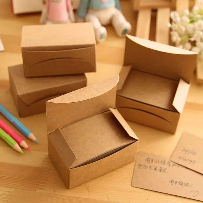 

NEW2022 95pcs/1lot Boxed Creative Kraft paper Memo Pad Sticker Message Card Post Sticky Notes Notepad Word cards