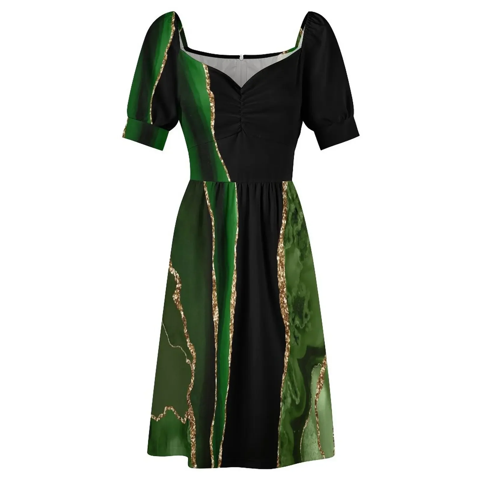 Абстрактные изумрудно-зеленые и золотые современные жеоды с агатом платья