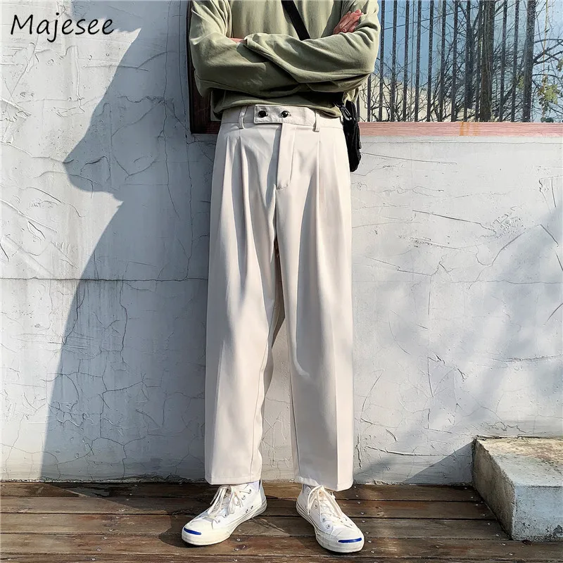 

Pants Men Design Gentle Ulzzang Baggy Fashion New Arrival Trousers Straight Simply All-match College Casual Handsome Streetwear