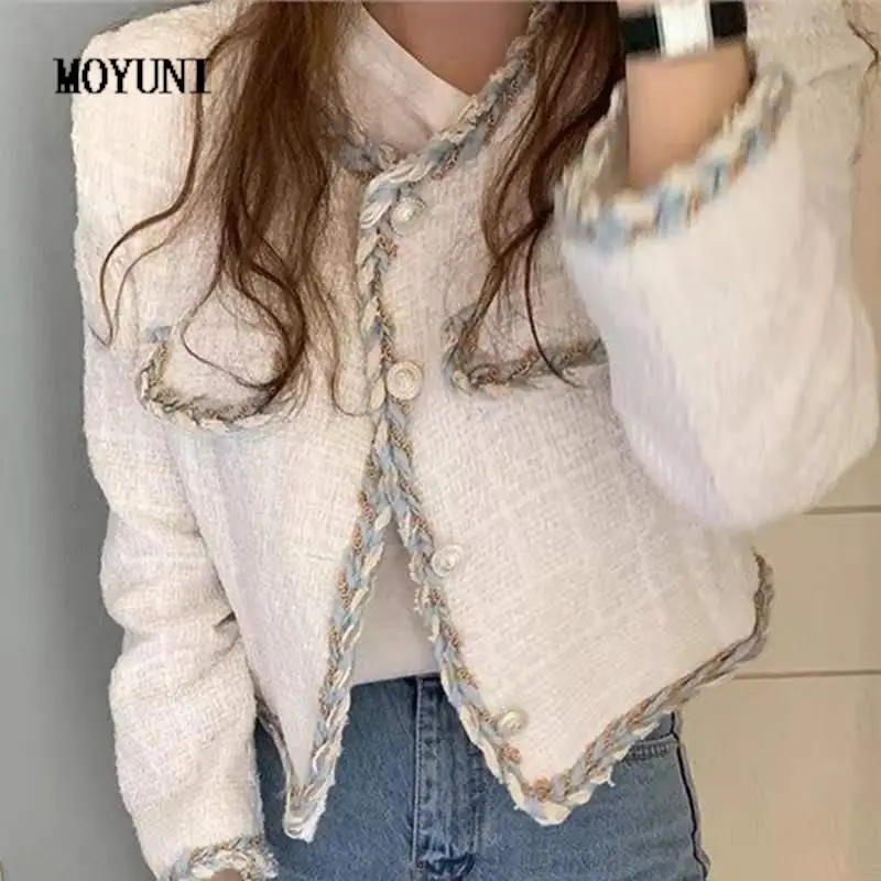 

Chic Single Breasted Long Sleeve Woolen Jacket Women 2022 Autumn Winter Clothes Short Quilted Coats Jaqueta Tweed Coat Plaid Top