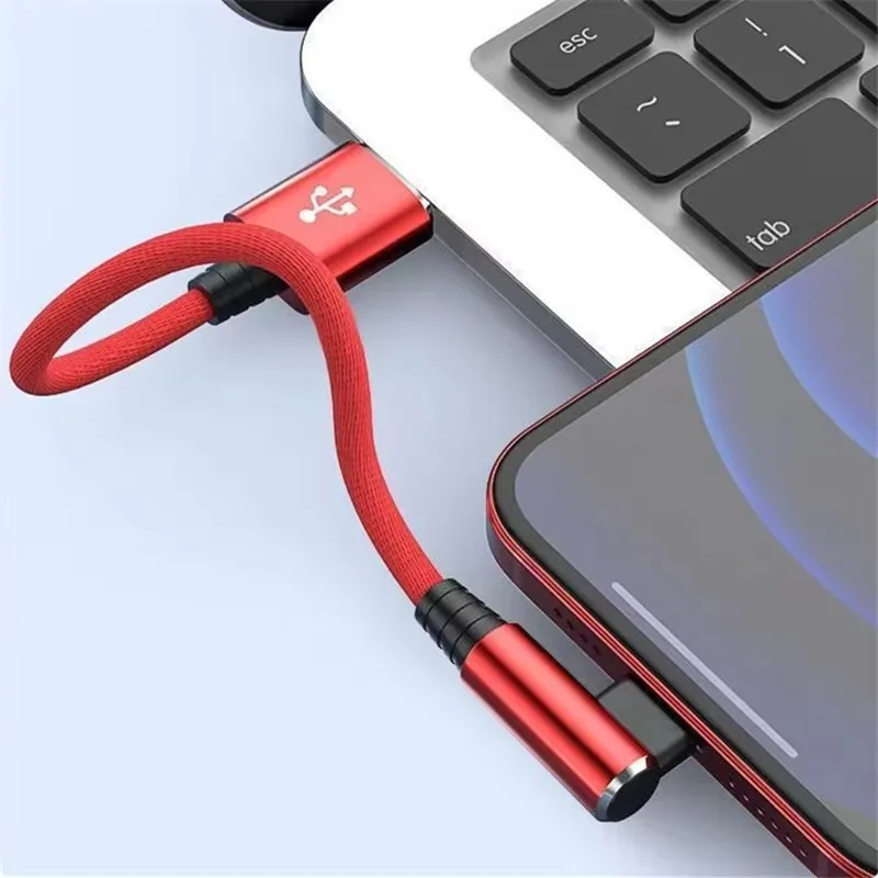 Фото USB-кабель для быстрой зарядки с углом 90 градусов для iPhone 11/12/13/14/XS/X/XR/6/6S/7/8, игровой зарядный кабель, 1 м/2 м/3 м, прочный качество A + №2