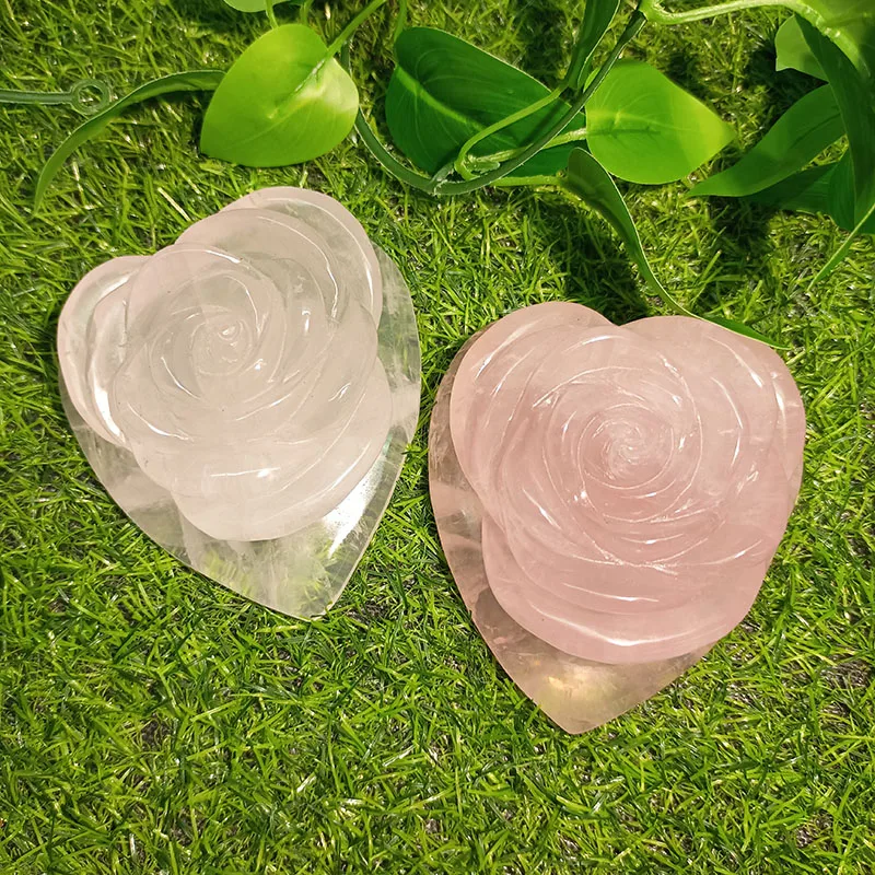 

10-10,5 см Роза кварц цветок сердце резки Природный красивый лечебный Кристалл Роза фотоэлемент для свадебного подарка WR