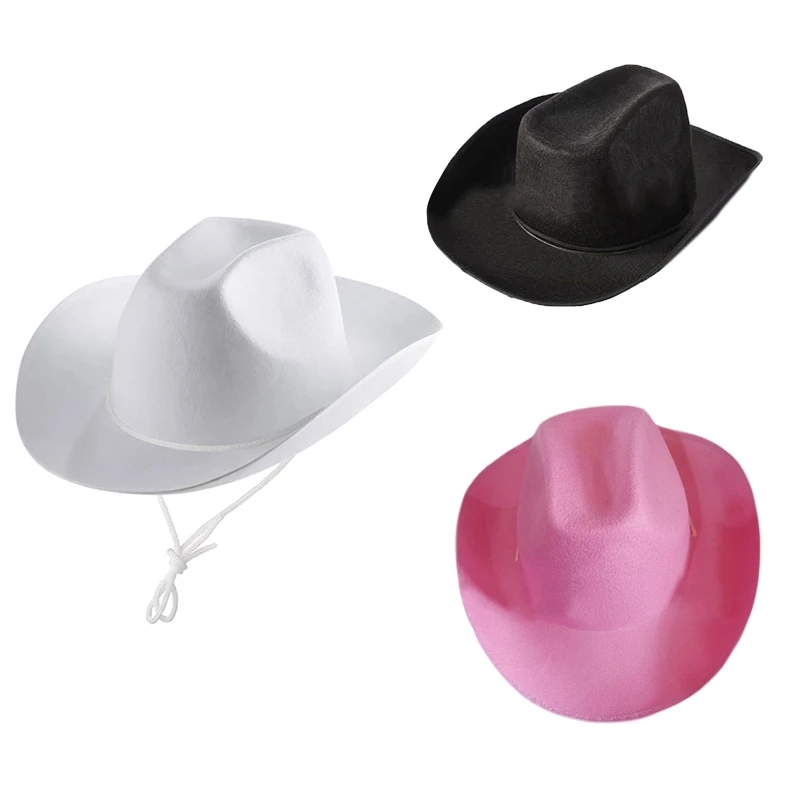 

Vintage Fedora Hat Women Men Felt Ladies Cowboy Hats Party Solid Color Western Style Top Bonnet Men's Cosplay Hat