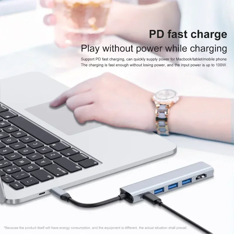USB-концентратор 4K HD-адаптер TYPE-C к HD 5-в-1 USB-C HD-концентратор для ноутбука MaBook Pro Ar M2 M1