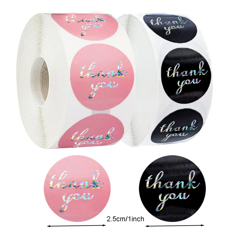 

500 шт., лазерные наклейки «Thank You»