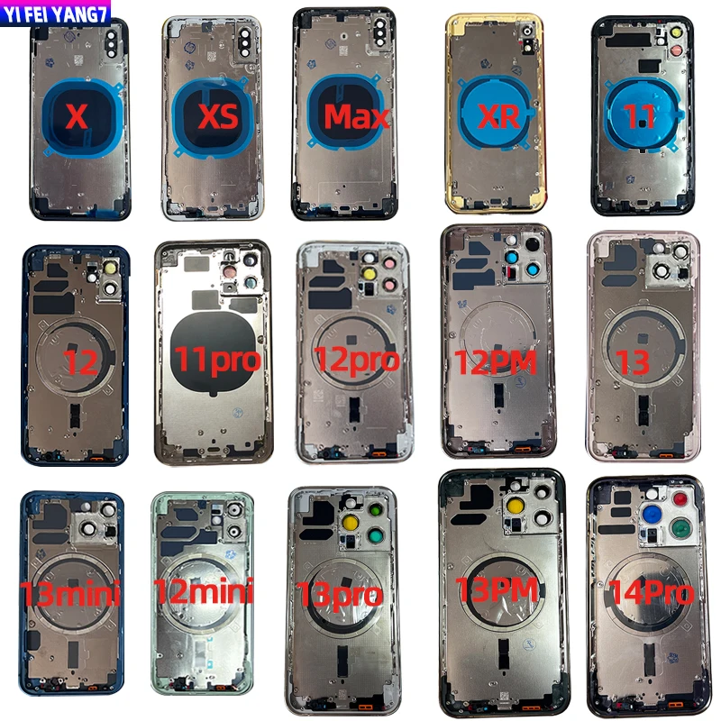 

10Pcs 100% Original Quality Back Battery Cover Replacement For IPhone 14 13 11 12 Pro Max Rear Housing Door