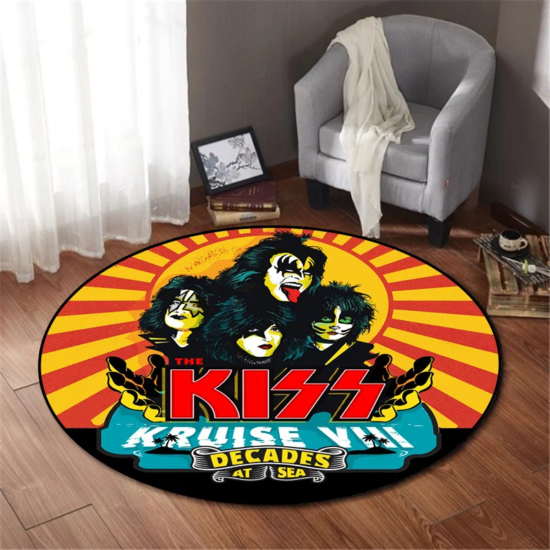 

Круглый ковер Kiss Rock Band, мягкие фланелевые коврики для гостиной, спальни, кухни