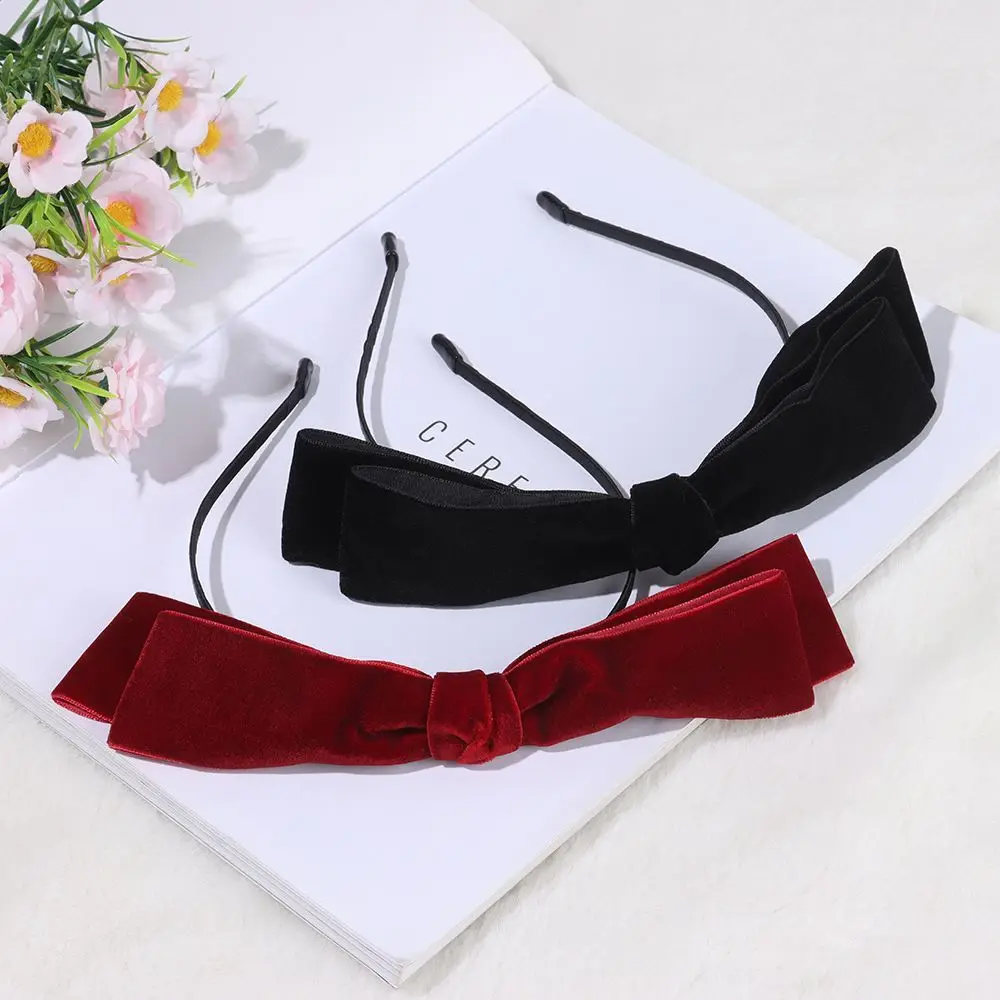 

Элегантный бархатный ободок с бантом для женщин, корейский Ретро ободок, винтажный ободок для девушек, для праздника, вечеринки