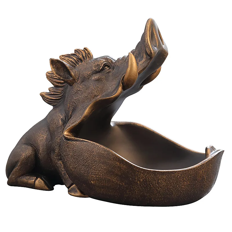 

Resin Wild Pig Statue Sculpture Home Decoration Accessories Desk Storage Box Figurine Miniature Room Desktop Decor Gift