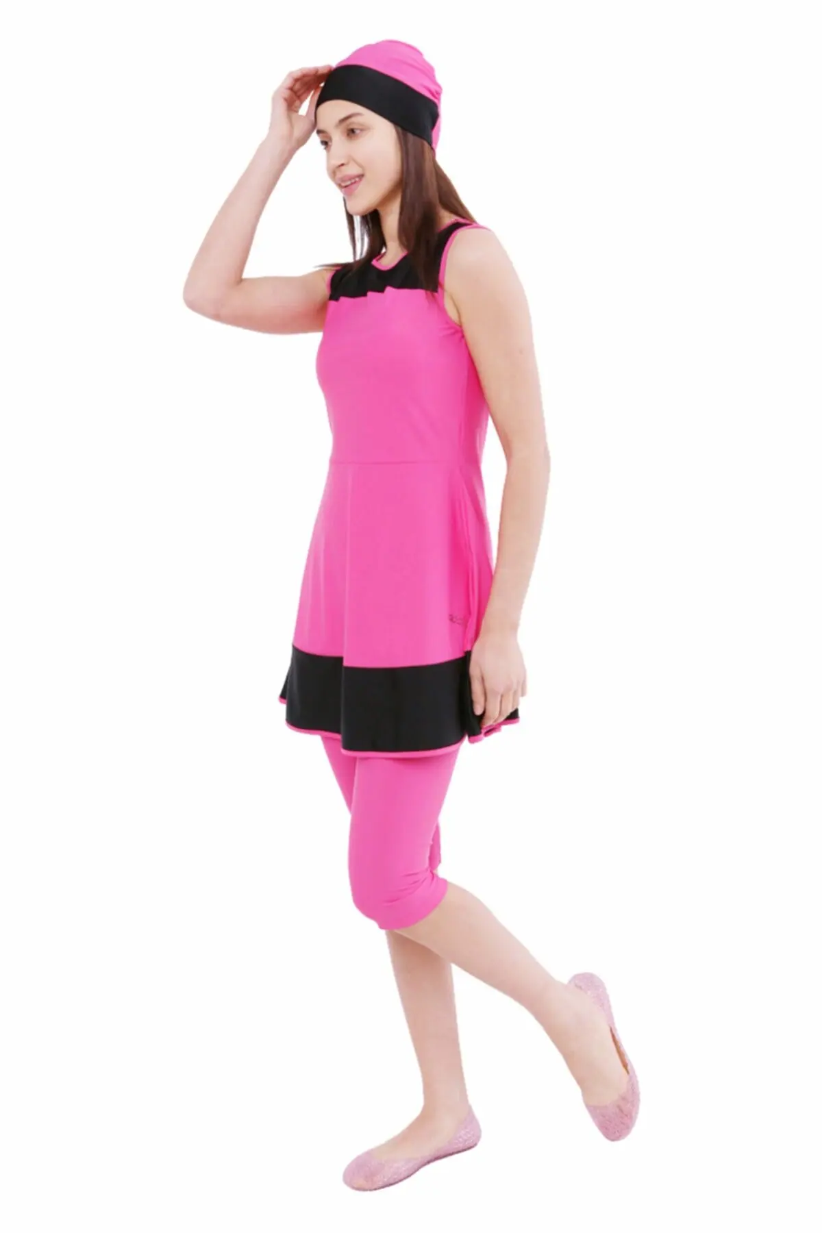 

Muslim Women's Half Covered Swimwear Pool Swimsuit Veiling Semi Burkini Hijab Fashion Turkey