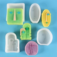 abstract face candle mold home decoration diy craft art human face plaster ornament silicone mold aromatherapy candle soap mould