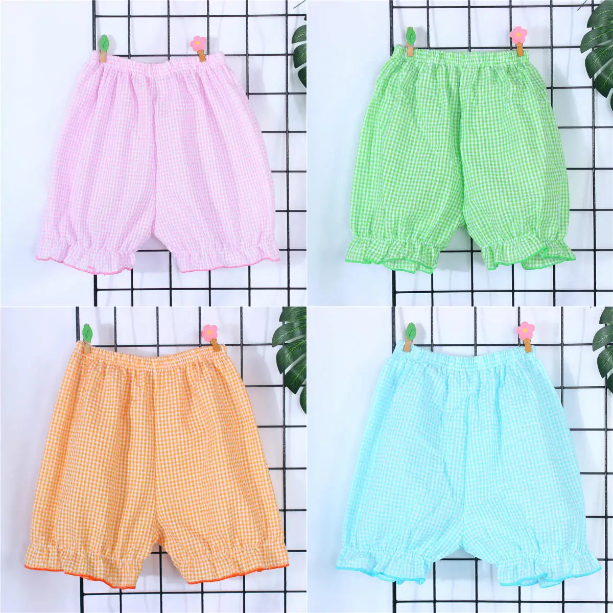 

Summer New Baby Fashion Casual Large PP Shorts Girls Bread Pants Infant lattice Cotton Bloomers Toddler for 1-4 years