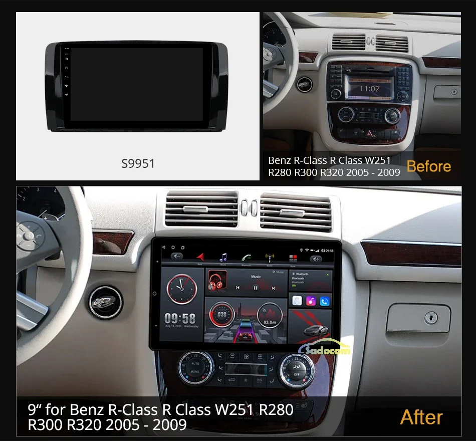 CarPlay 1920*1080 Android 10 0 Tesla 13 3 дюймов вращение для Mercedes Benz R-Class R Class W251 R280 R300 R320 2005 - 2009