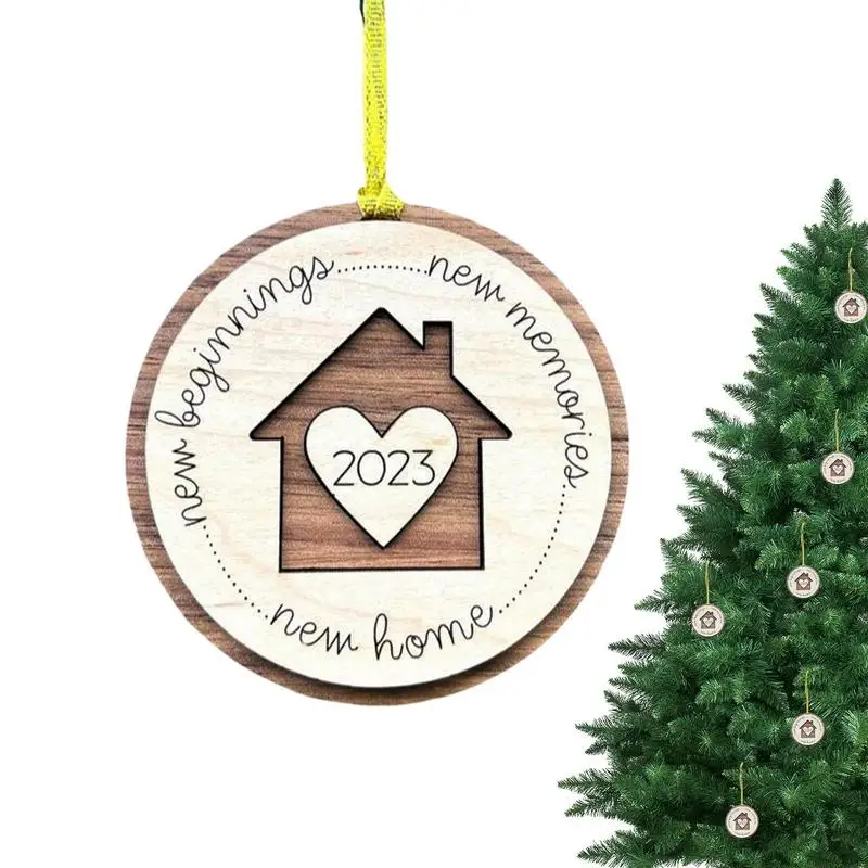 

New Home Ornament 2023 First Christmas Ornament Wooden Housewarming Gifts For New House Wedding Gifts With House Is Wrapped