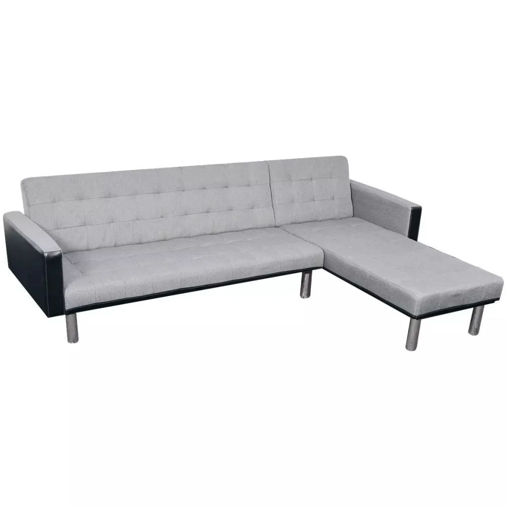 

L-shaped Sofa Bed Fabric Black and Gray