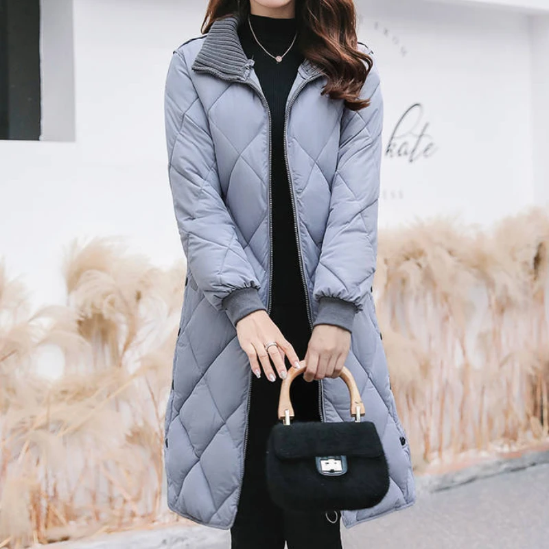 Female Parkas 2023 Autumn Winter New Korean Down Cotton Overcoat Women Long Coats Warm Loose Outwear Stand Collar Winter Jackets