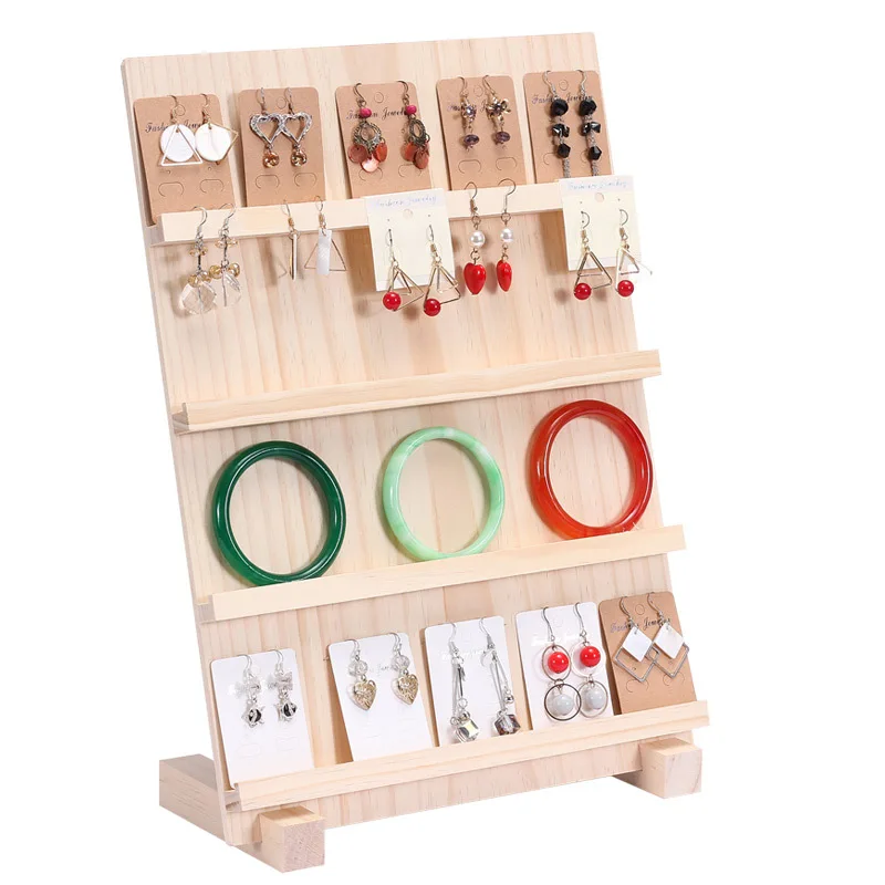 2/4Layer Wooden Ear Stud Holder Earring Stand Display Rack Luxury Jewelry Stand Display Holder Rack Tower