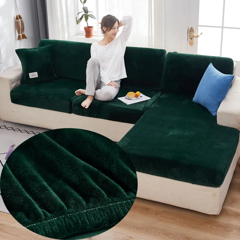 

Velvet Sofa Cover Nordic Simple Solid Combination Sofa Cushion Cover All-Inclusive Elastic Protector Seat Cover